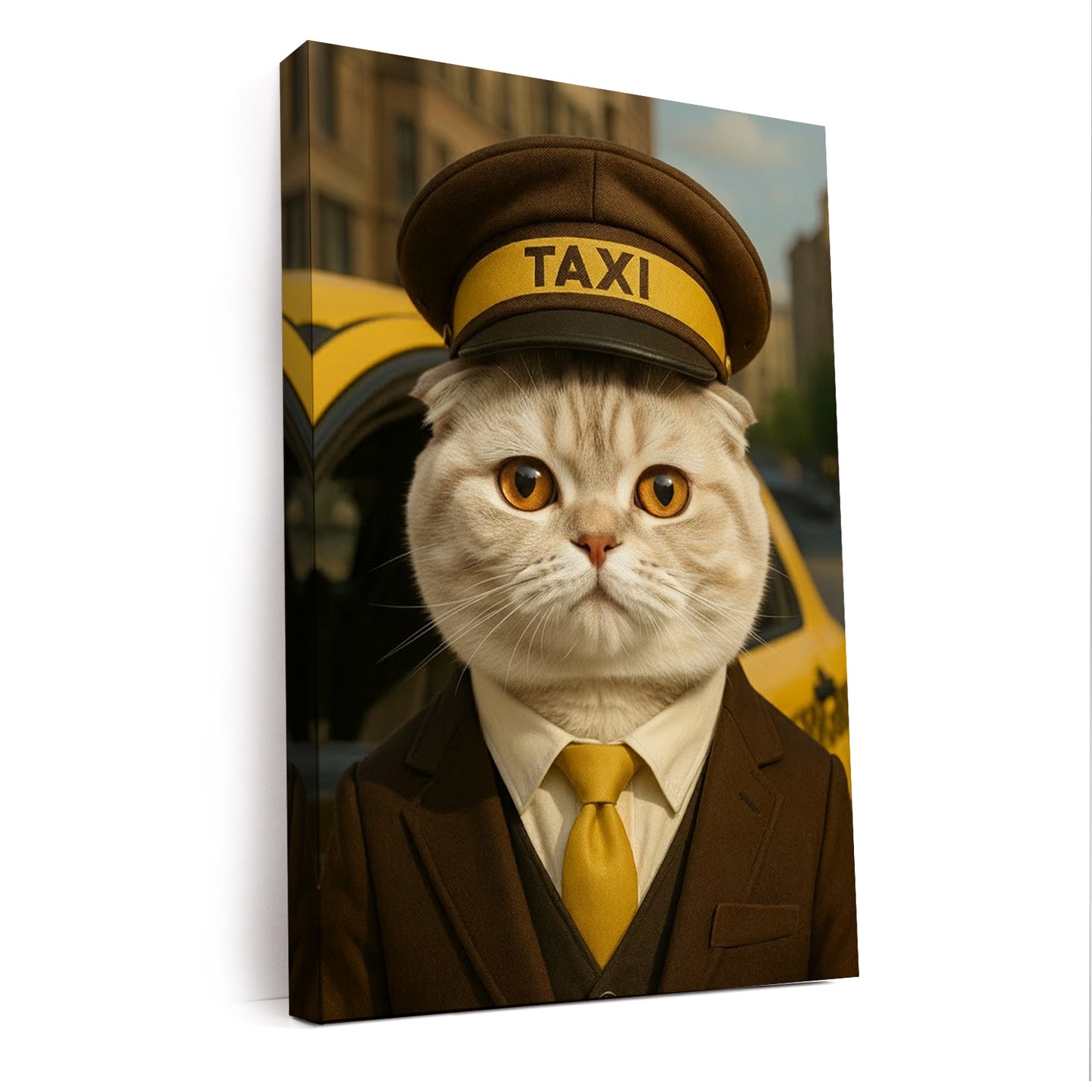 Custom Photo Taxi Driver Cat Canvas Gift For Cat Lovers