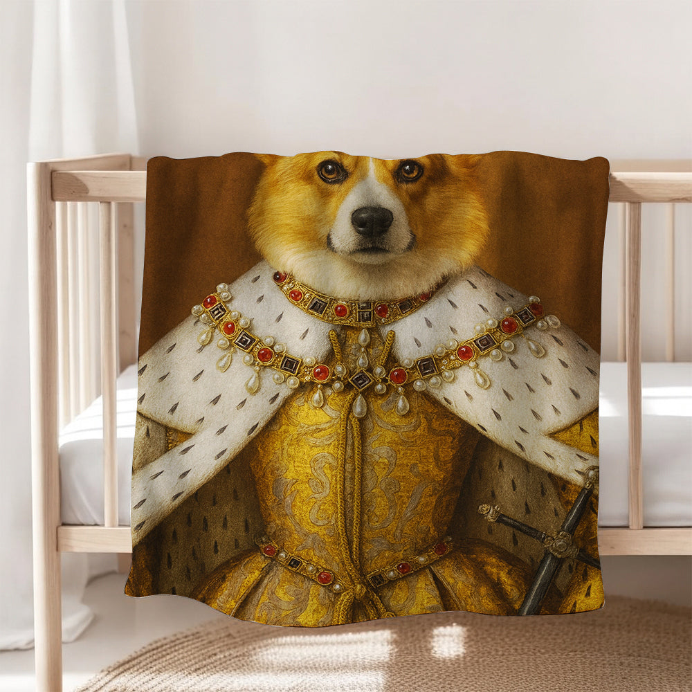 Custom Photo Crowned Queen Dog BlanketGift For Dog Lovers
