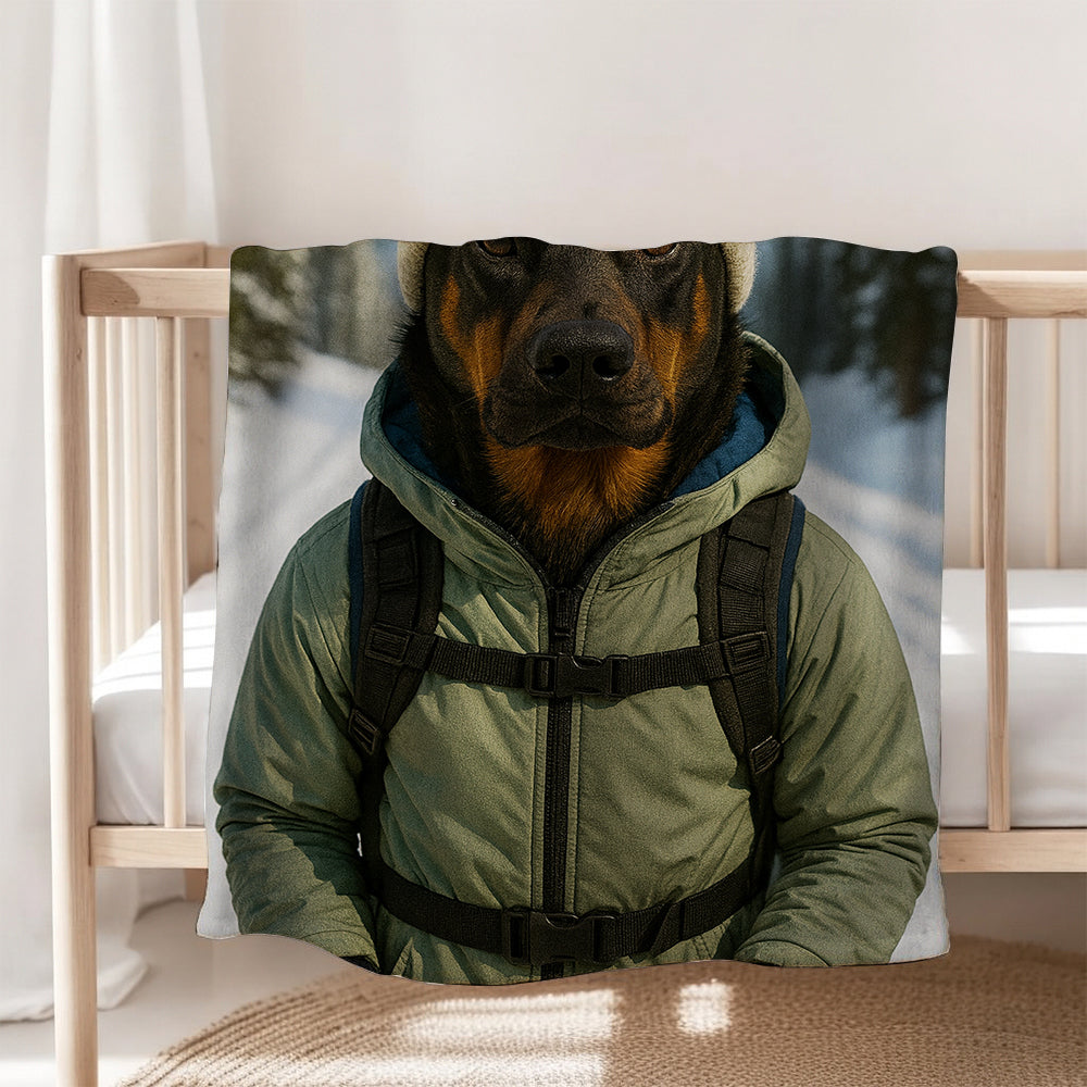 Custom Photo Winter Hiker Dog BlanketGift For Dog Lovers