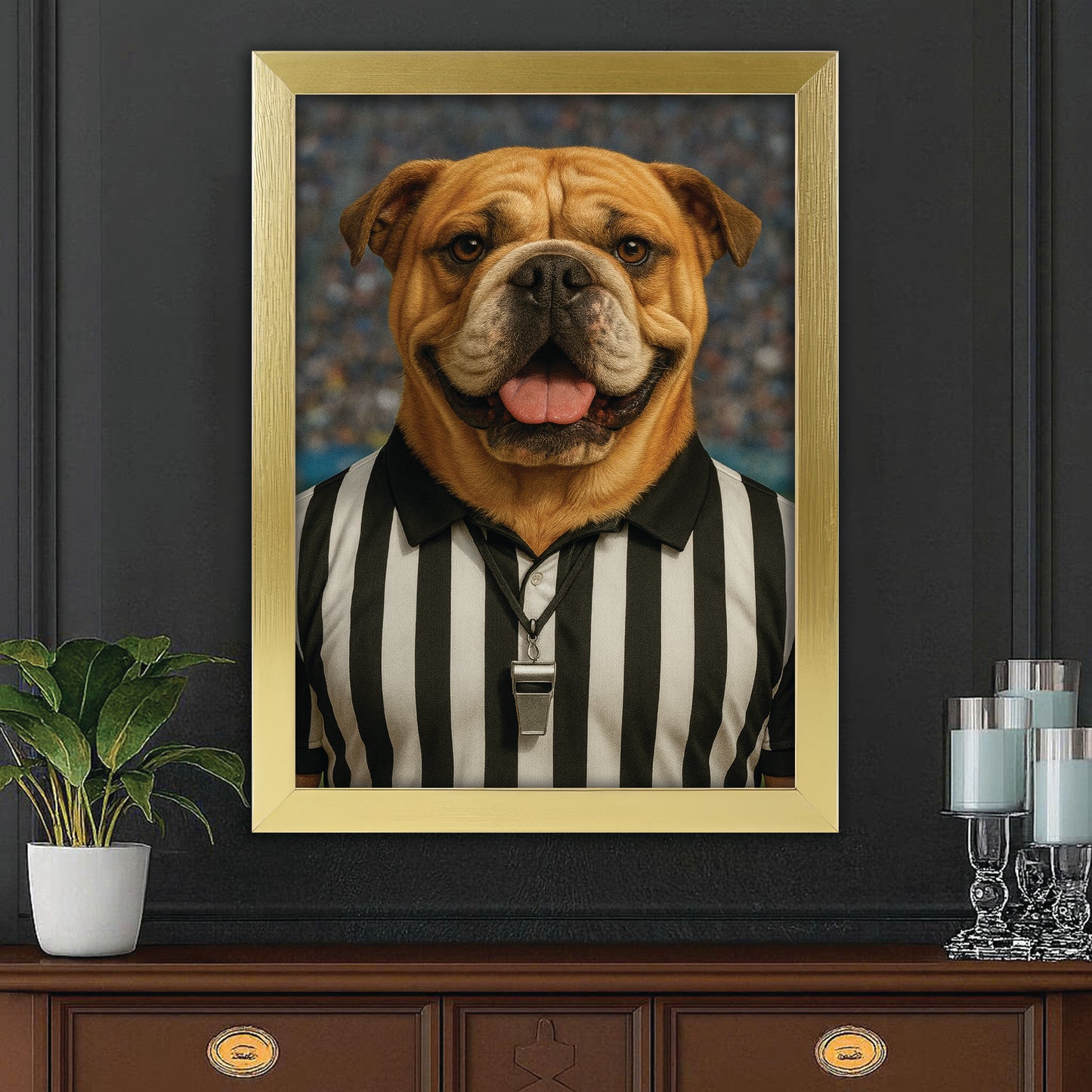 Custom Photo Referee Dog Canvas Framed Wall Art Gift For Dog Lovers