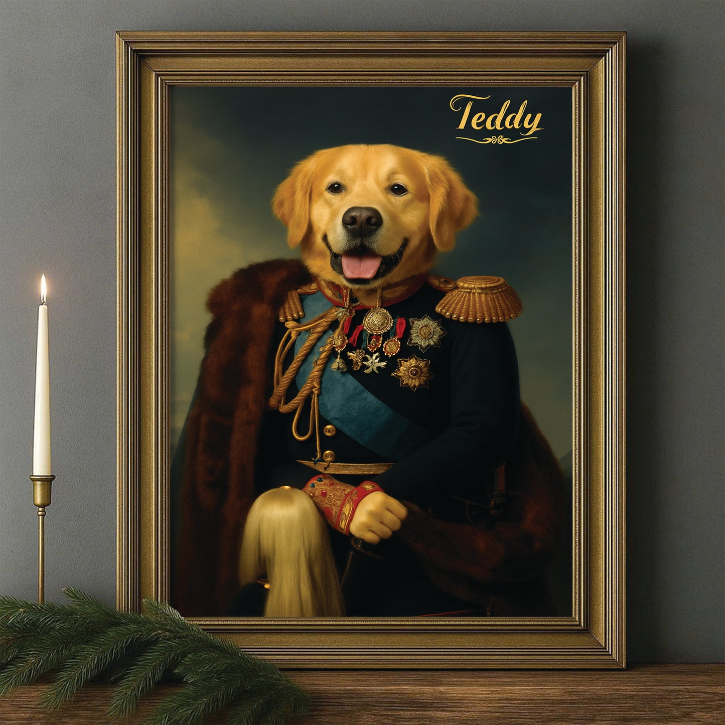 Custom Photo Imperial Minister Dog Canvas Framed Wall Art Gift For Dog Lovers