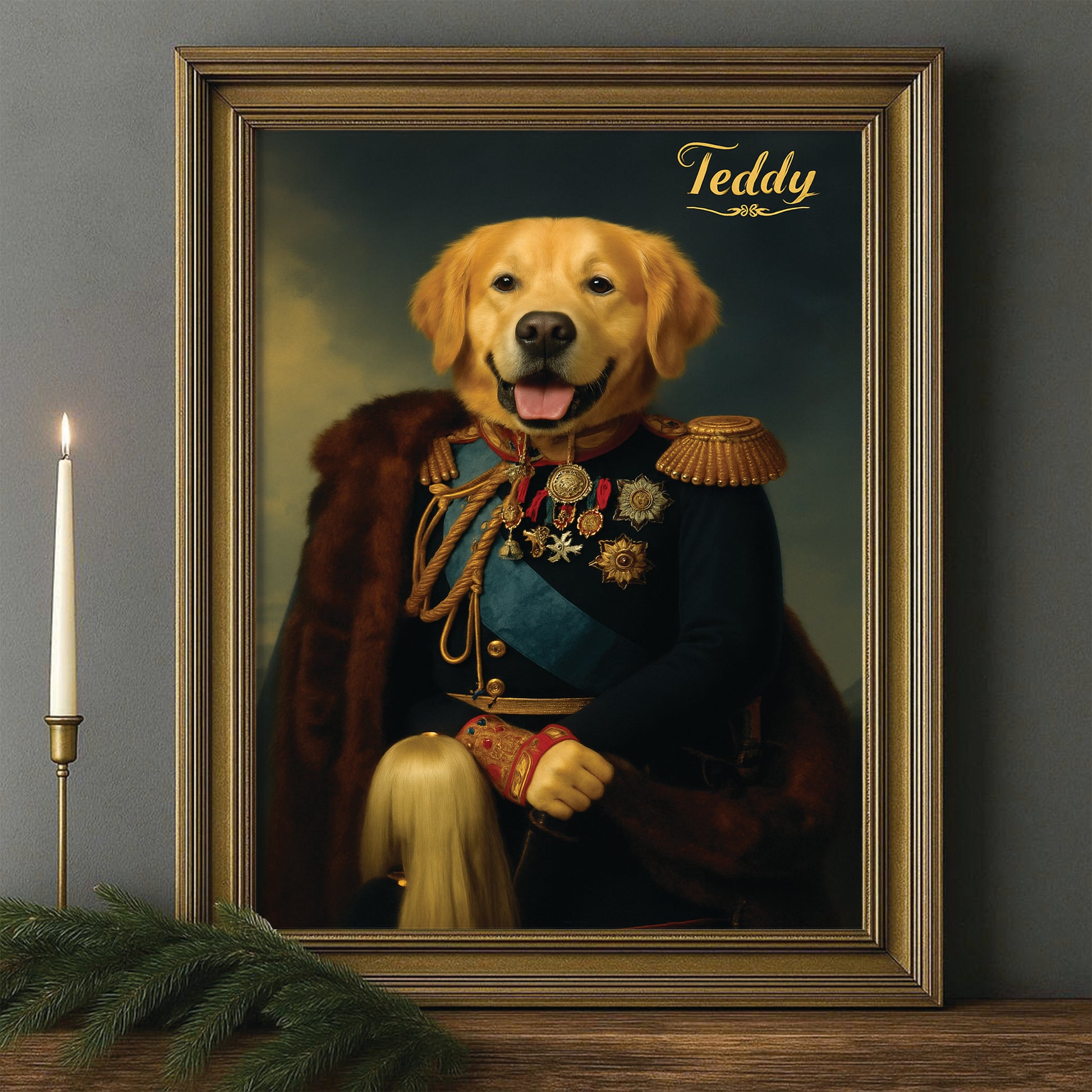 Custom Photo Imperial Minister Dog Canvas Framed Wall Art Gift For Dog Lovers