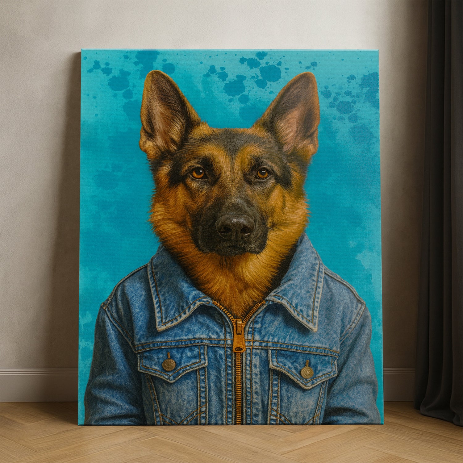 Custom Photo Denim Dog Canvas Gift For Dog Lovers