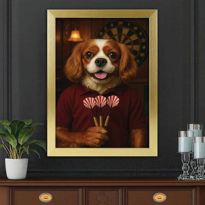 Custom Photo Dart Player Dog Canvas Framed Wall Art Gift For Dog Lovers
