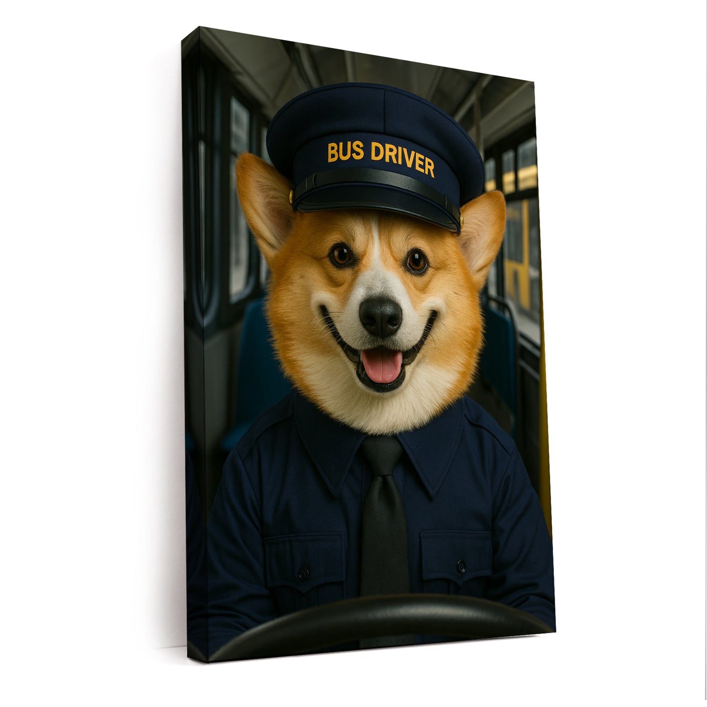 Custom Photo Bus Driver Dog Canvas Gift For Dog Lovers
