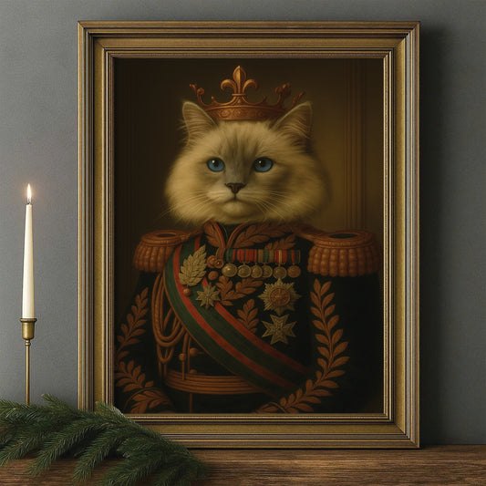 Custom Photo Cat King Crown Royal Canvas Framed Wall Art _ Gift For Cat Lovers