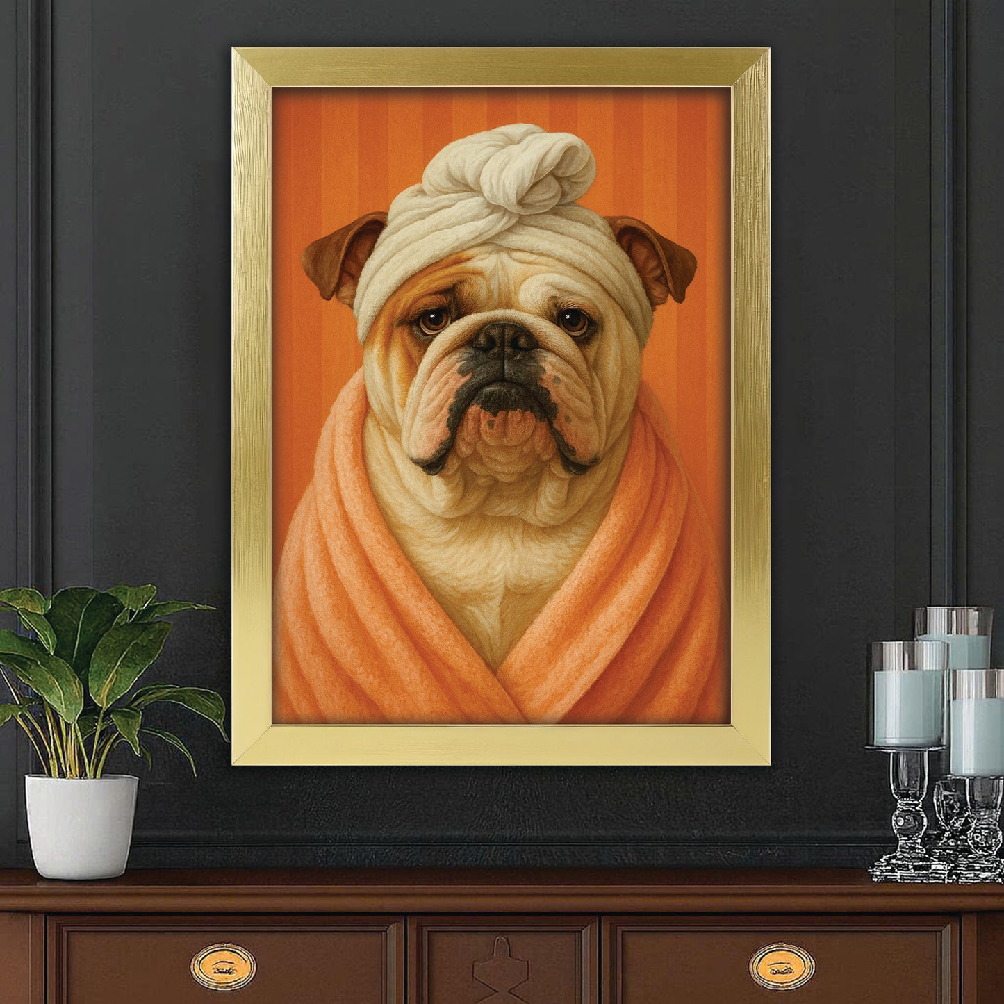 Custom Photo Dog Bathroom Style 17 Canvas Framed Wall Art Gift For Dog Lovers