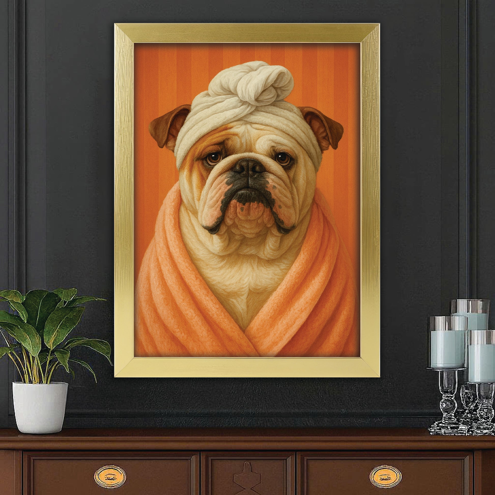 Custom Photo Dog Bathroom Style 17 Canvas Framed Wall Art Gift For Dog Lovers