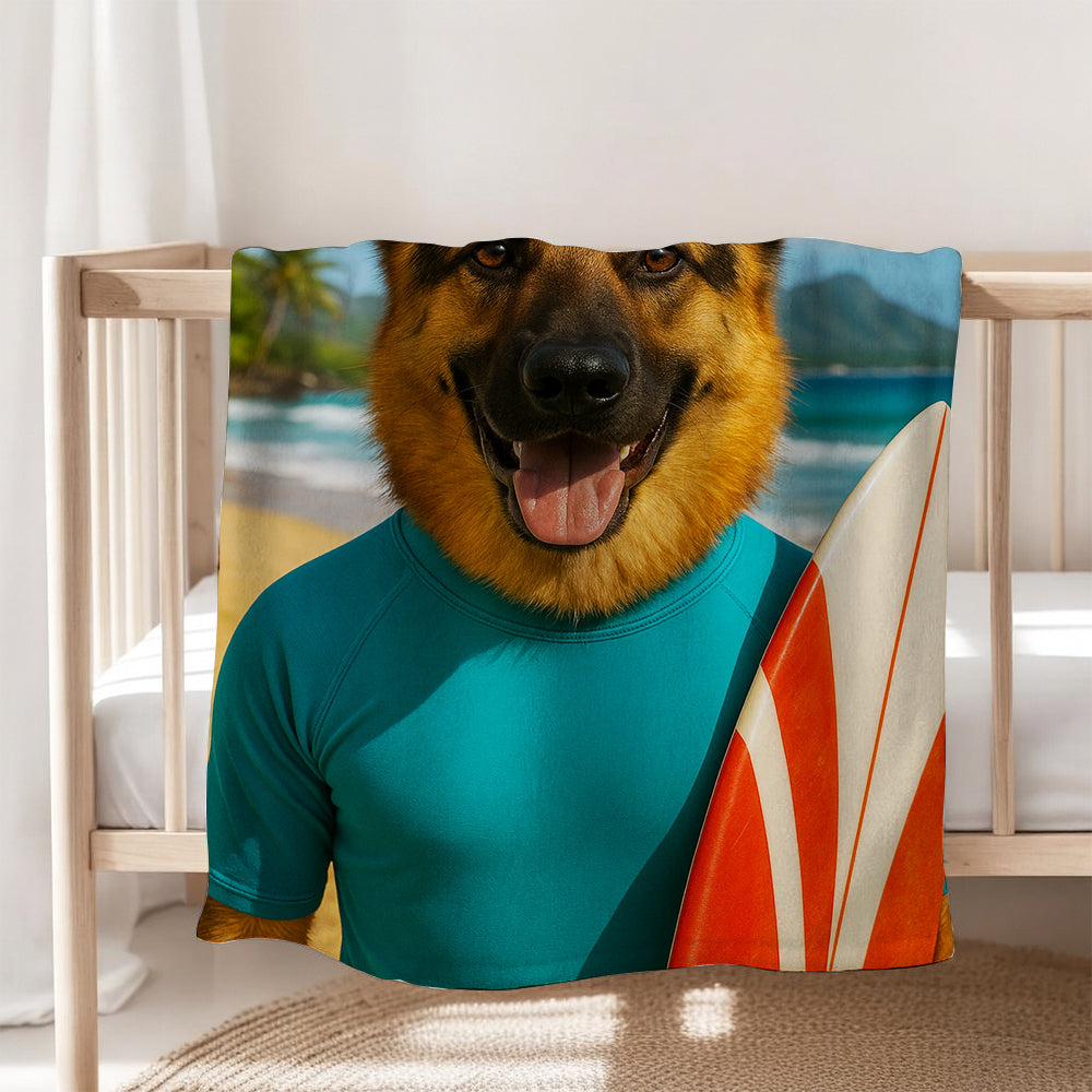 Custom Photo Surfer Beach Dog BlanketGift For Dog Lovers