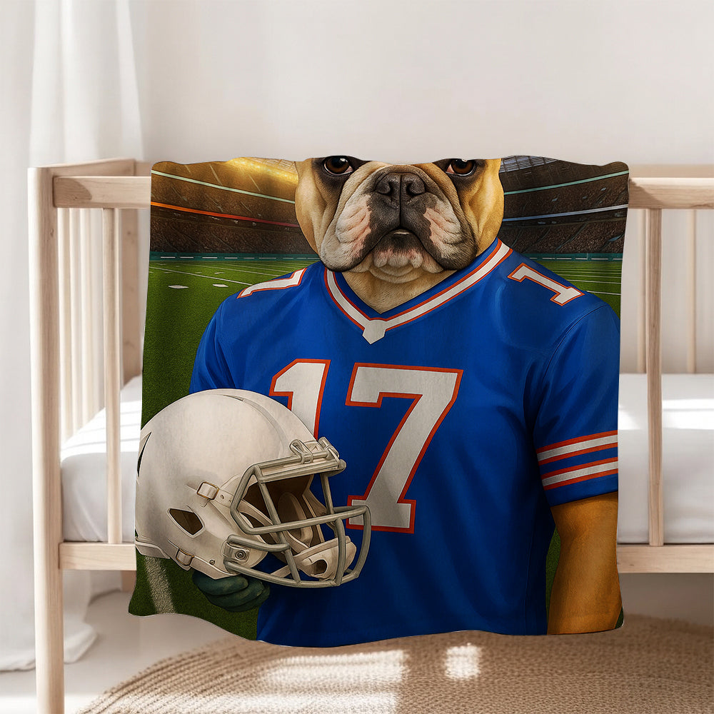 Custom Dog Photo Football Style Blanket For Dog Lover