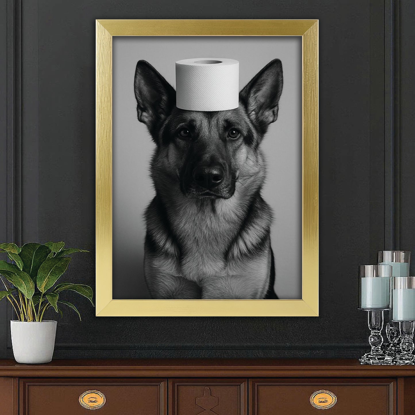 Custom Photo Dog Bathroom Style 11 Canvas Framed Wall Art Gift For Dog Lovers