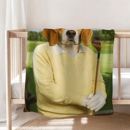 Custom Photo Golfer Dog BlanketGift For Dog Lovers