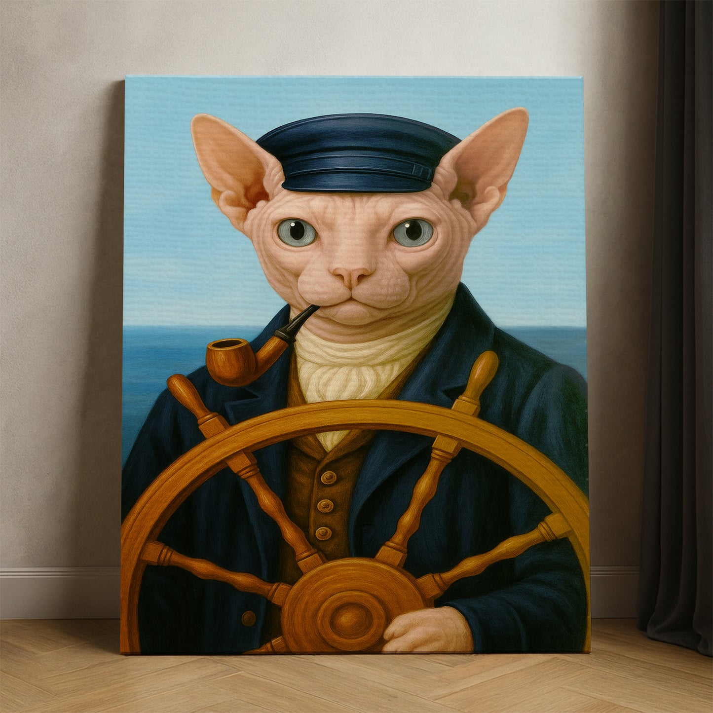 Custom Photo Sailor Cat Canvas Gift For Cat Lovers