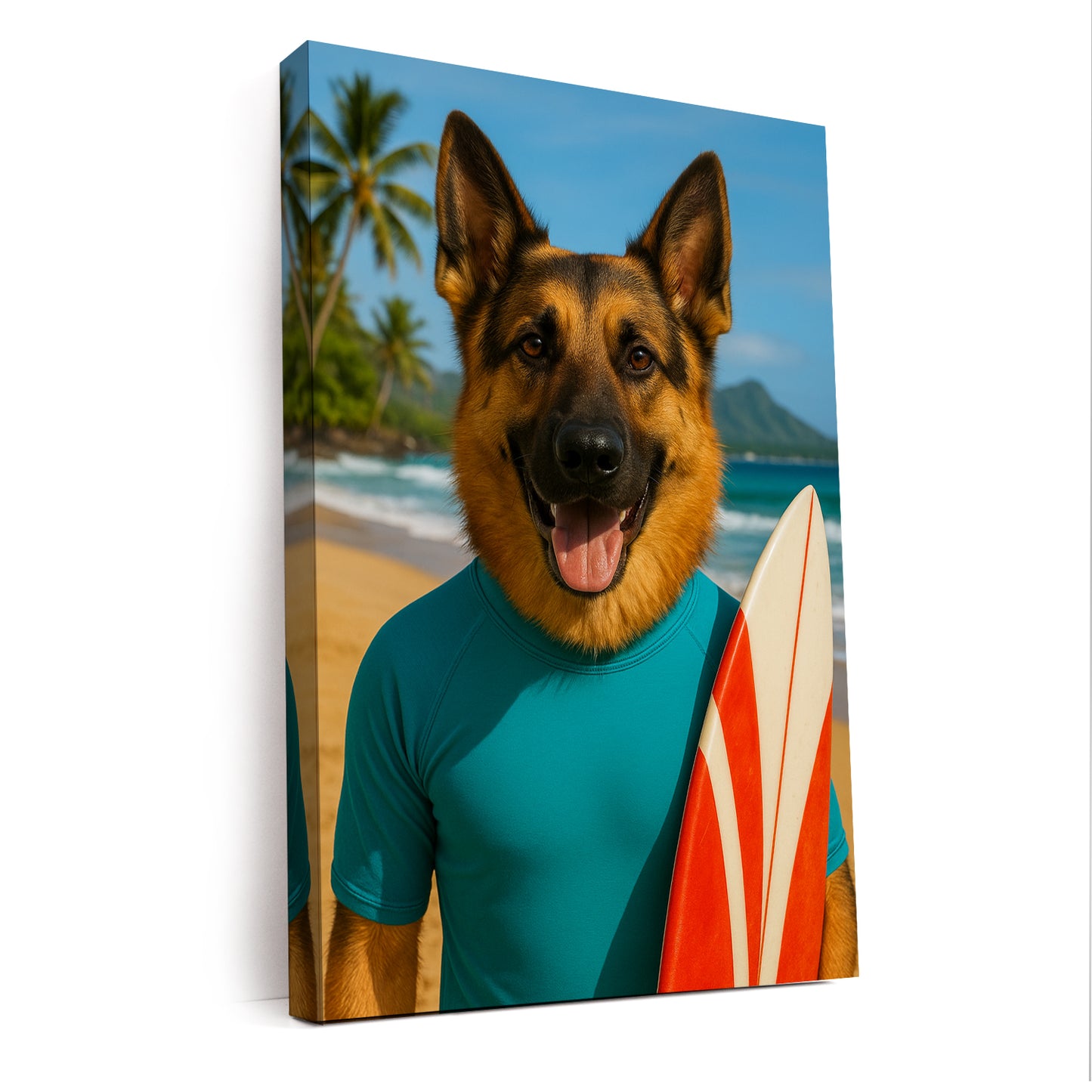 Custom Photo Surfer Beach Dog Canvas Gift For Dog Lovers