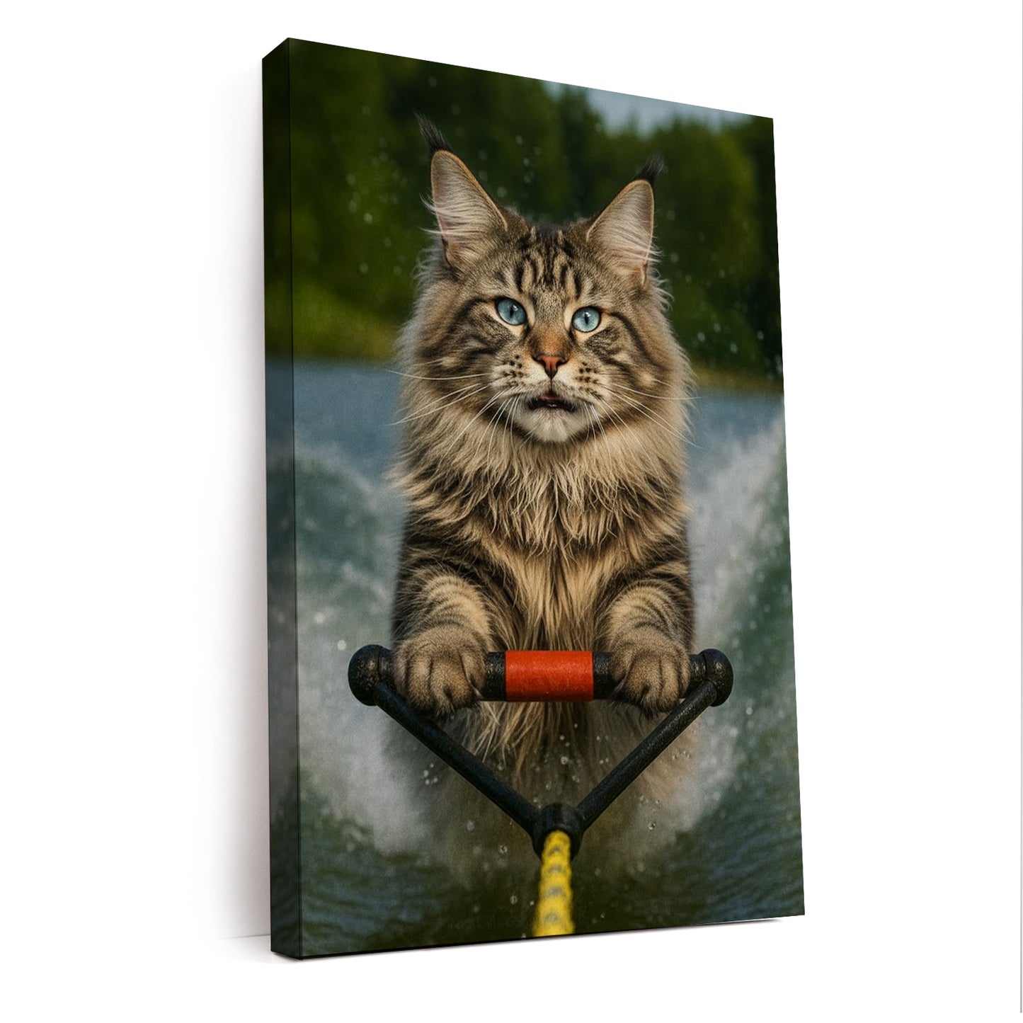 Custom Photo Water Ski Cat Canvas Gift For Cat Lovers