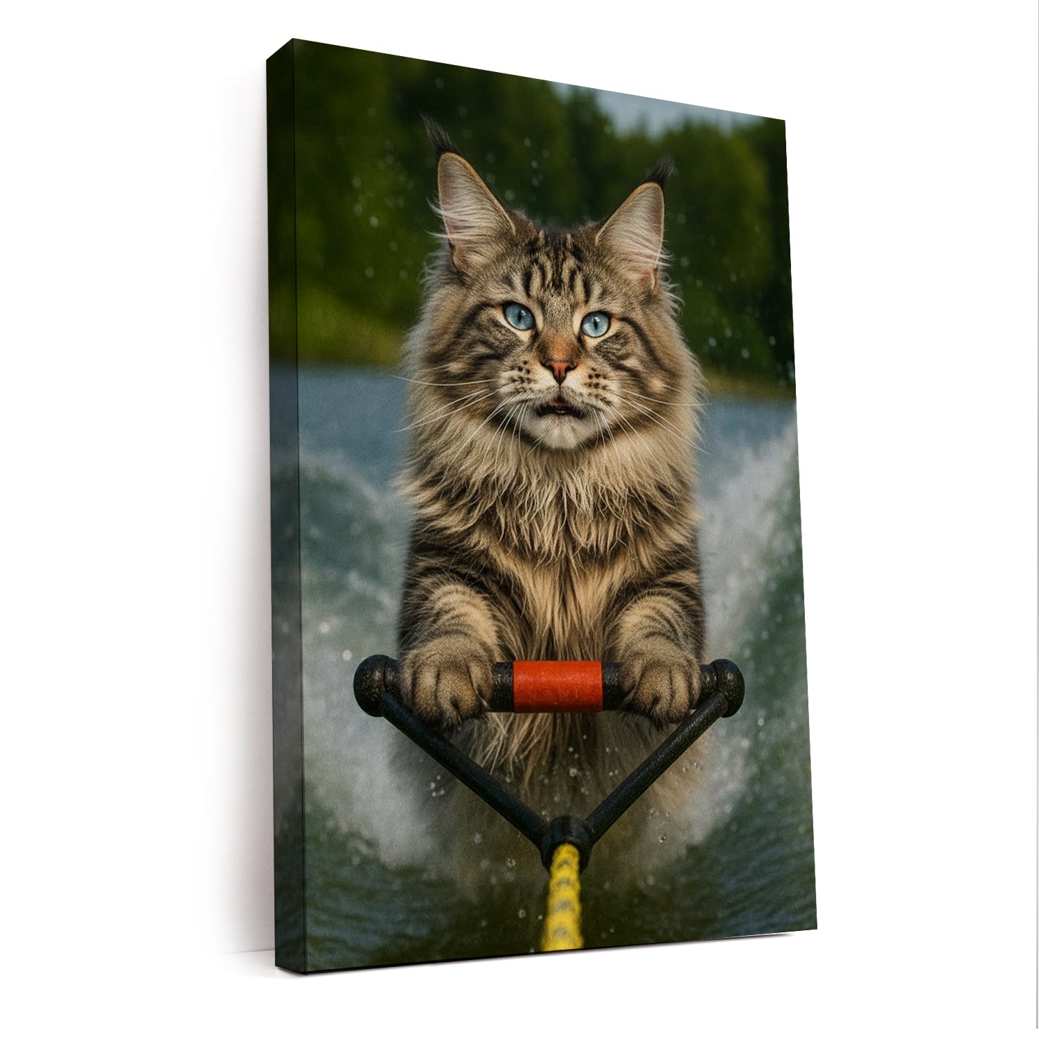 Custom Photo Water Ski Cat Canvas Gift For Cat Lovers