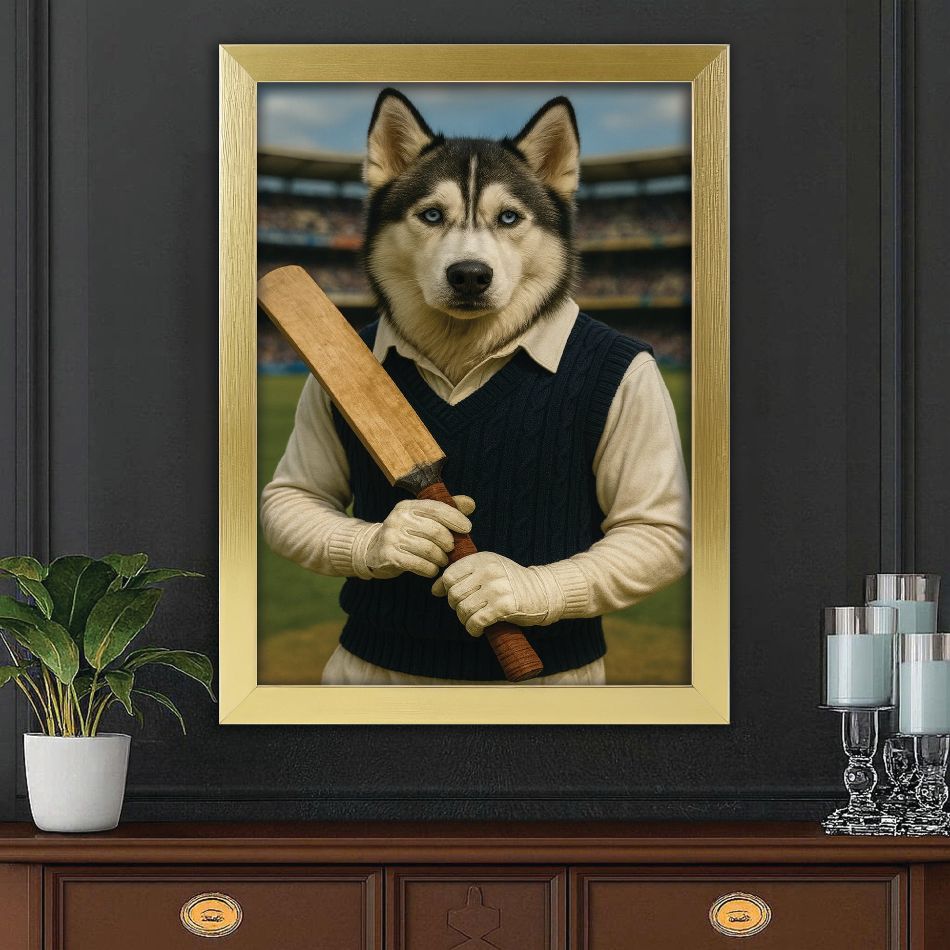Custom Photo Cricket Dog Canvas Framed Wall Art Gift For Dog Lovers