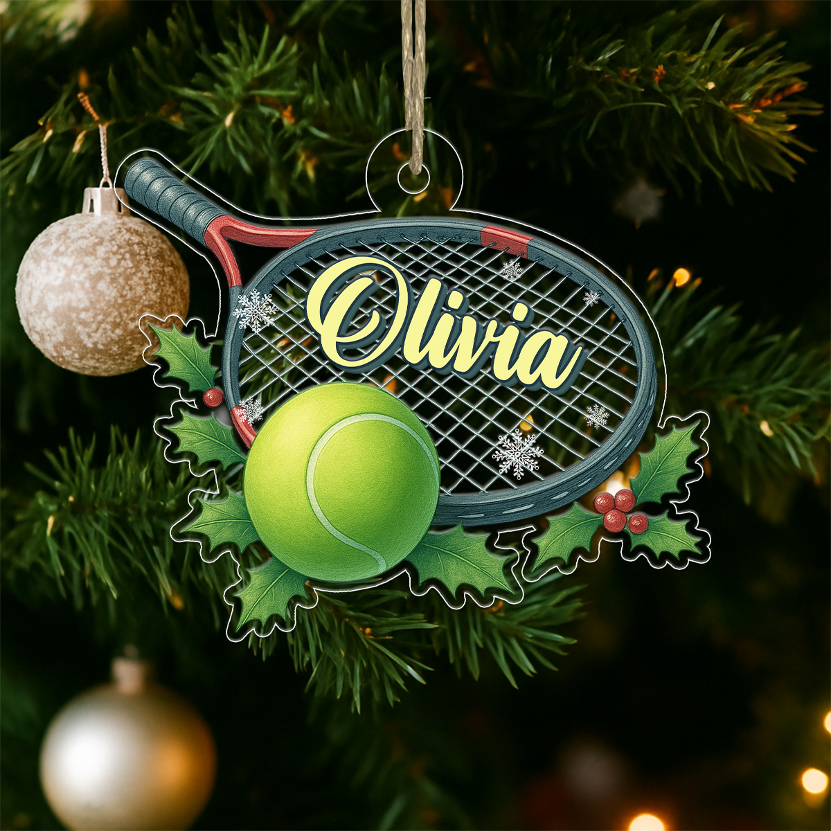 Custom Name Tennis Player Xmas Acrylic Ornament Christmas Gift