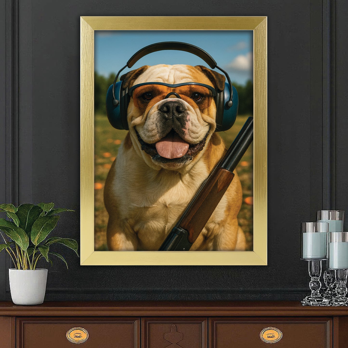 Custom Photo Lacrosse Dog Canvas Framed Wall Art Gift For Dog Lovers