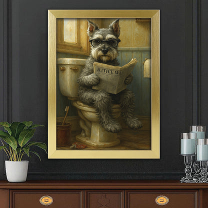 Custom Photo Dog In Bathroom Canvas Framed Wall Art Gift For Dog Lovers