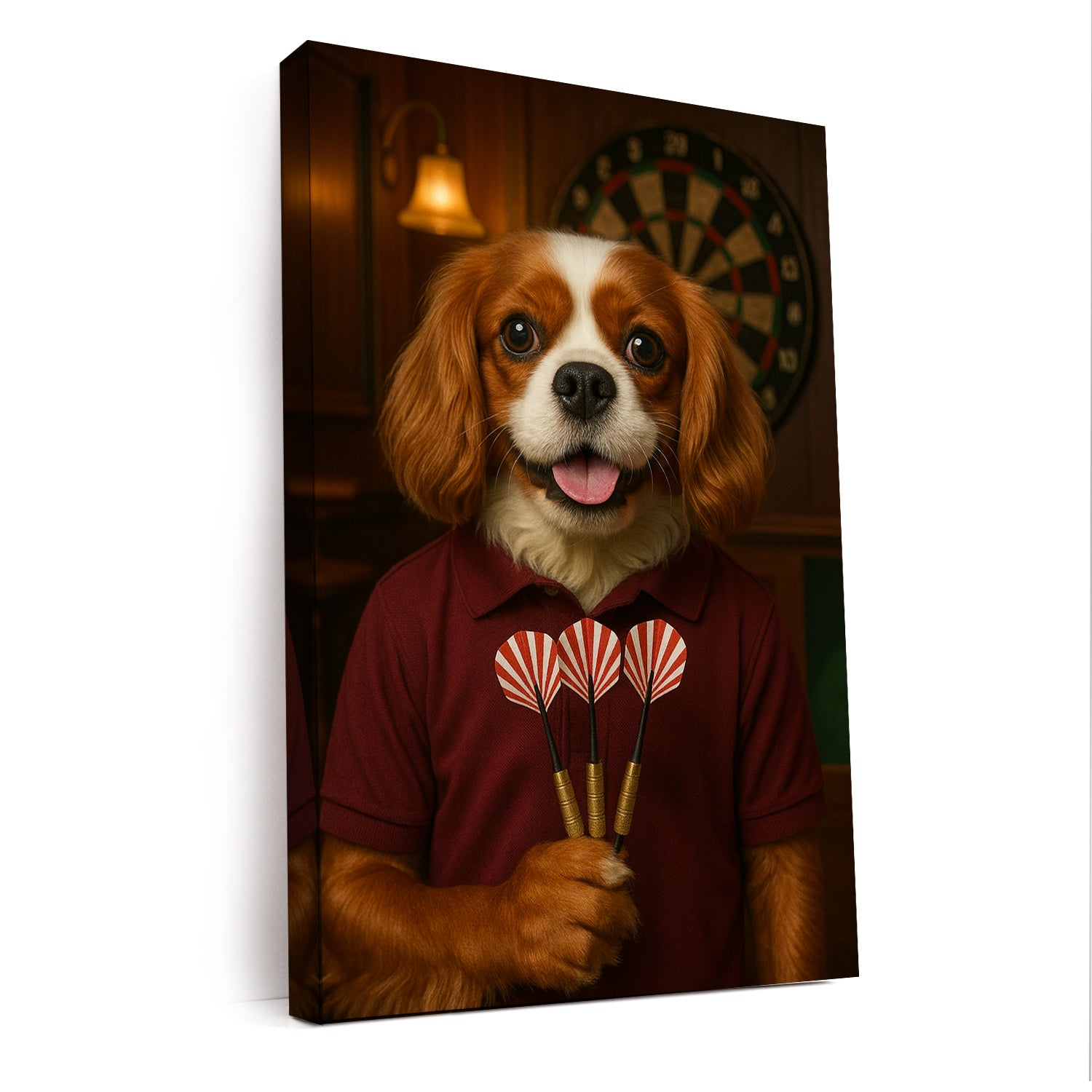 Custom Photo Dart Player Dog Canvas Gift For Dog Lovers