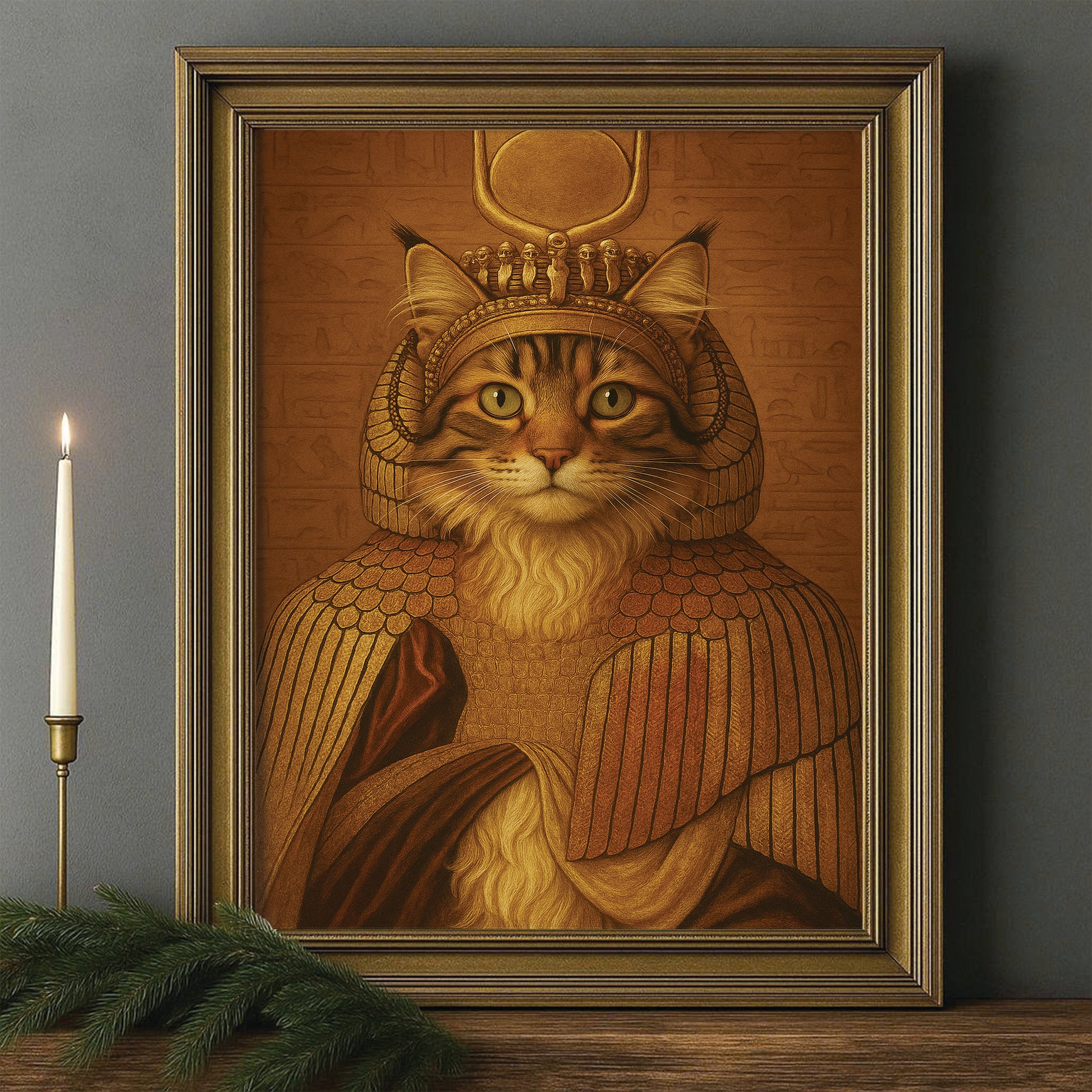 Custom Photo Cleopawtra Cat Canvas Framed Wall Art Gift For Cat Lovers