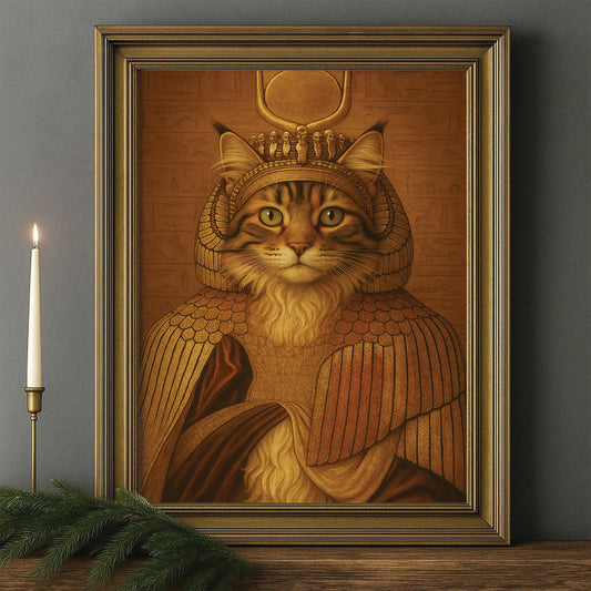 Custom Photo Cleopawtra Cat Canvas Framed Wall Art Gift For Cat Lovers