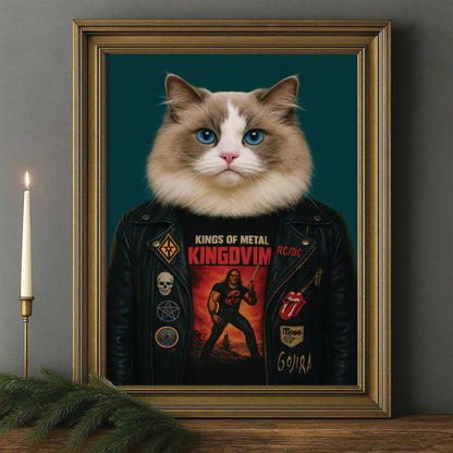Custom Photo Cat Rock n Roll Canvas Framed Wall Art