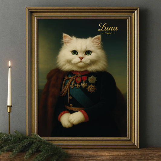 Custom Photo Imperial Minister Cat Canvas Framed Wall Art Gift For Cat Lovers