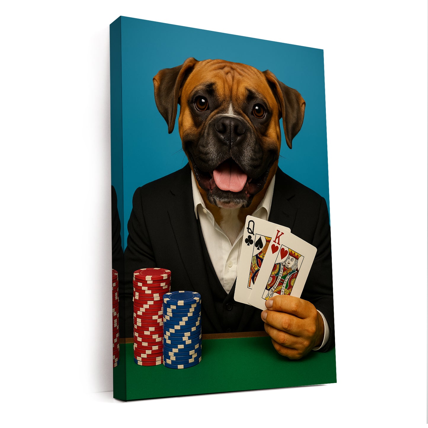 Custom Photo Poker Player Dog Canvas Gift For Dog Lovers