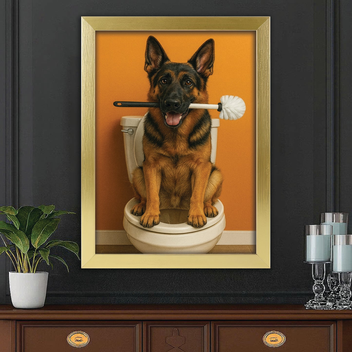 Custom Photo Dog Bathroom Style 31 Canvas Framed Wall Art Gift For Dog Lovers