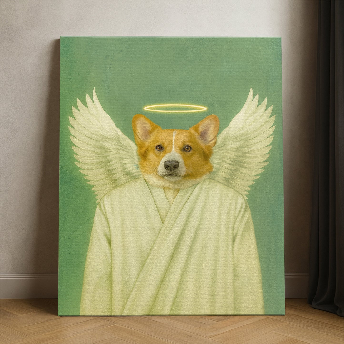 Custom Photo Angel Dog Canvas Memorial Gift For Dog