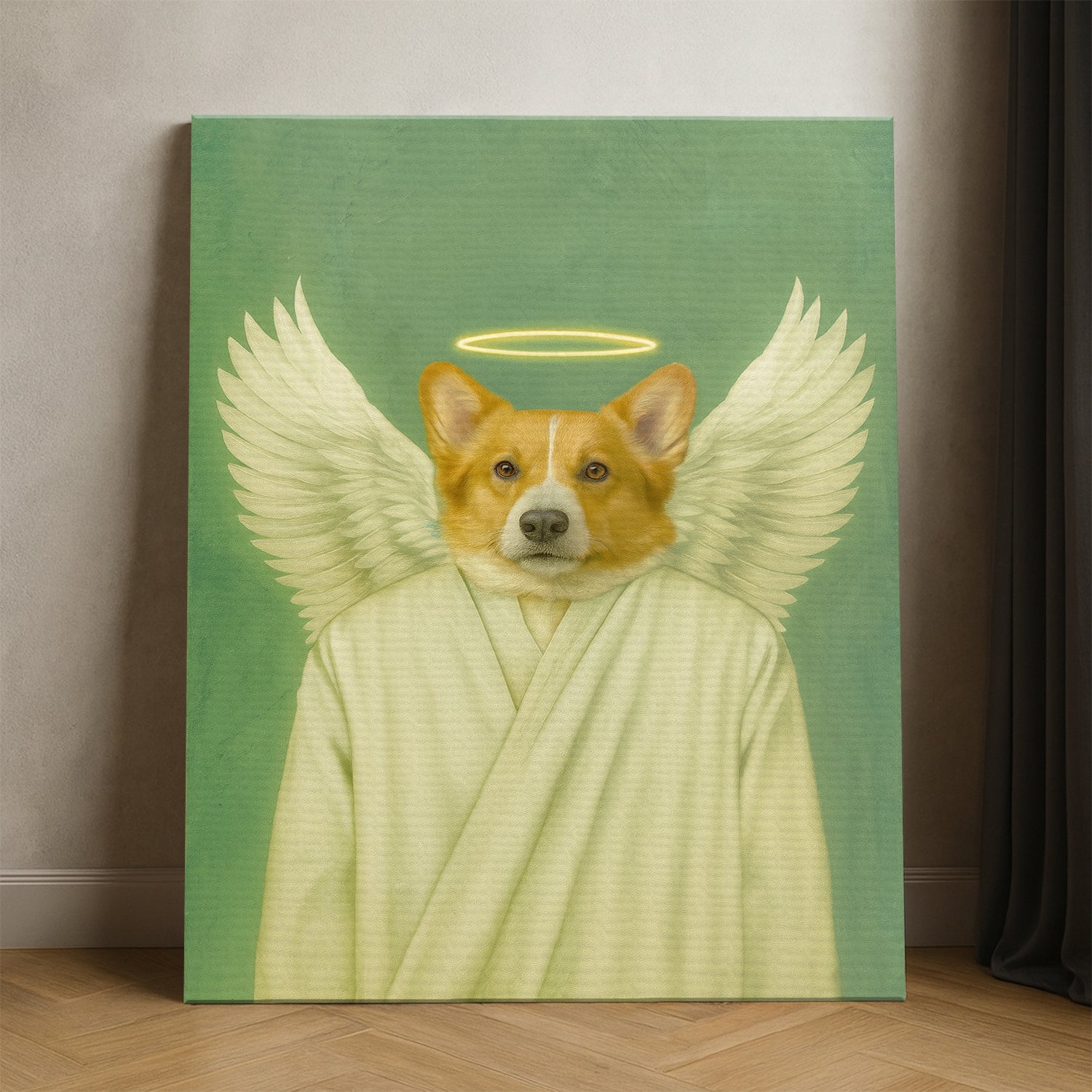 Custom Photo Angel Dog Canvas Memorial Gift For Dog