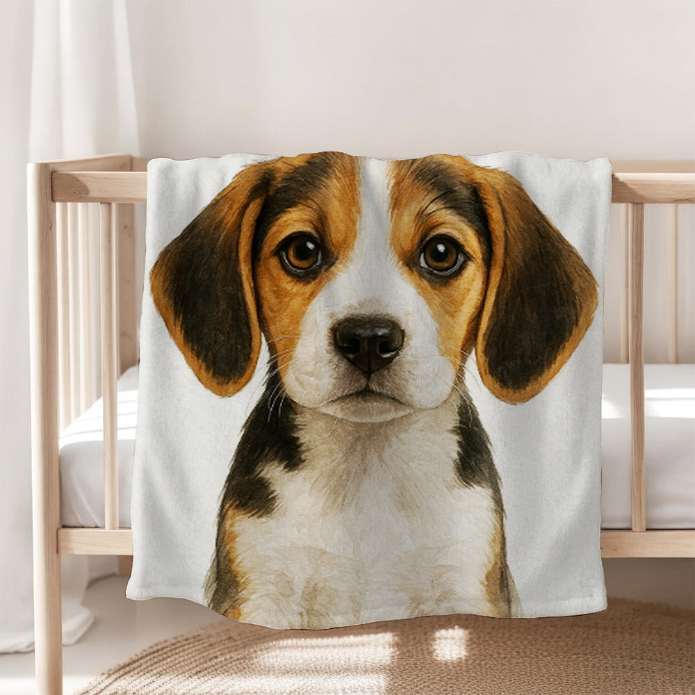 Custom Dog Portraint And With Name Blanket For Dog Lover