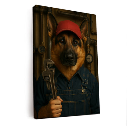 Custom Photo Plumber Dog Canvas Gift For Dog Lovers
