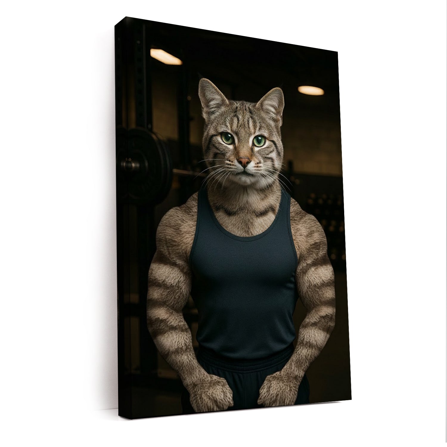 Custom Photo Body Builder Cat Canvas Gift For Cat Lovers