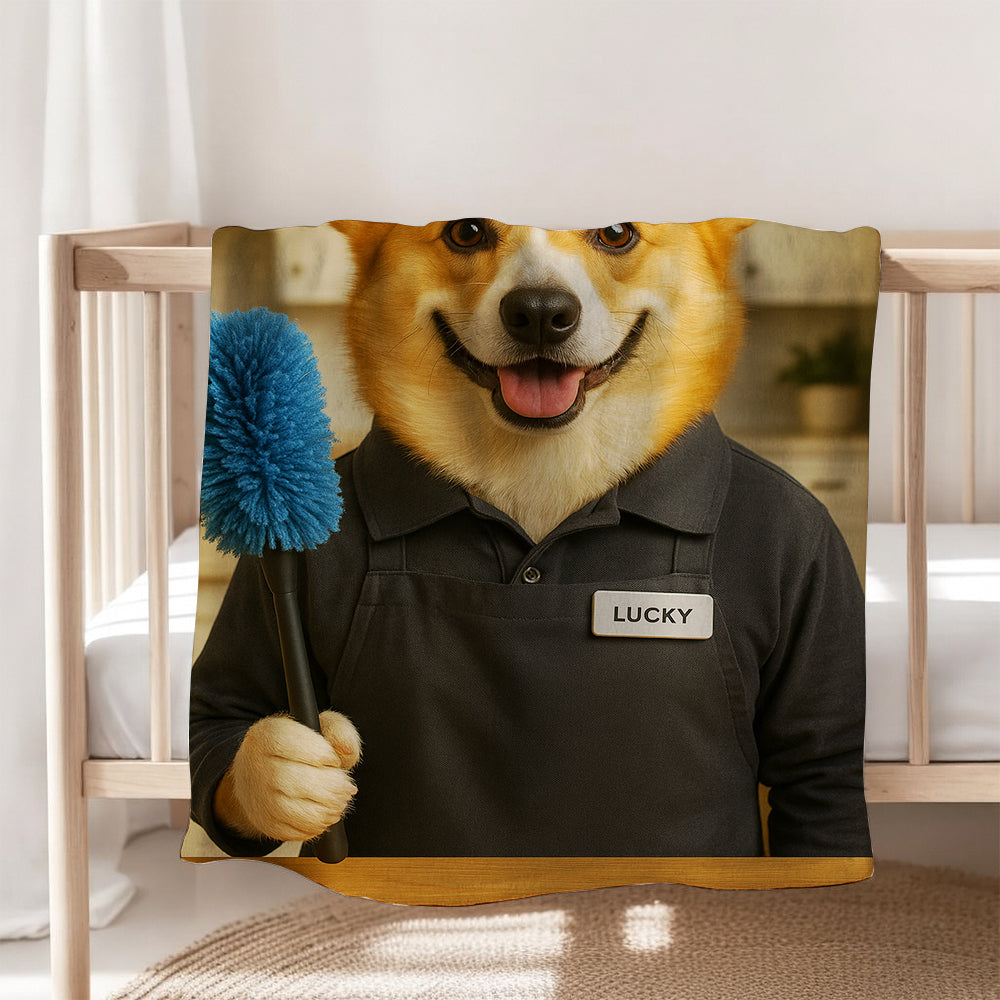 Custom Photo Housekeeper Dog BlanketGift For Dog Lovers