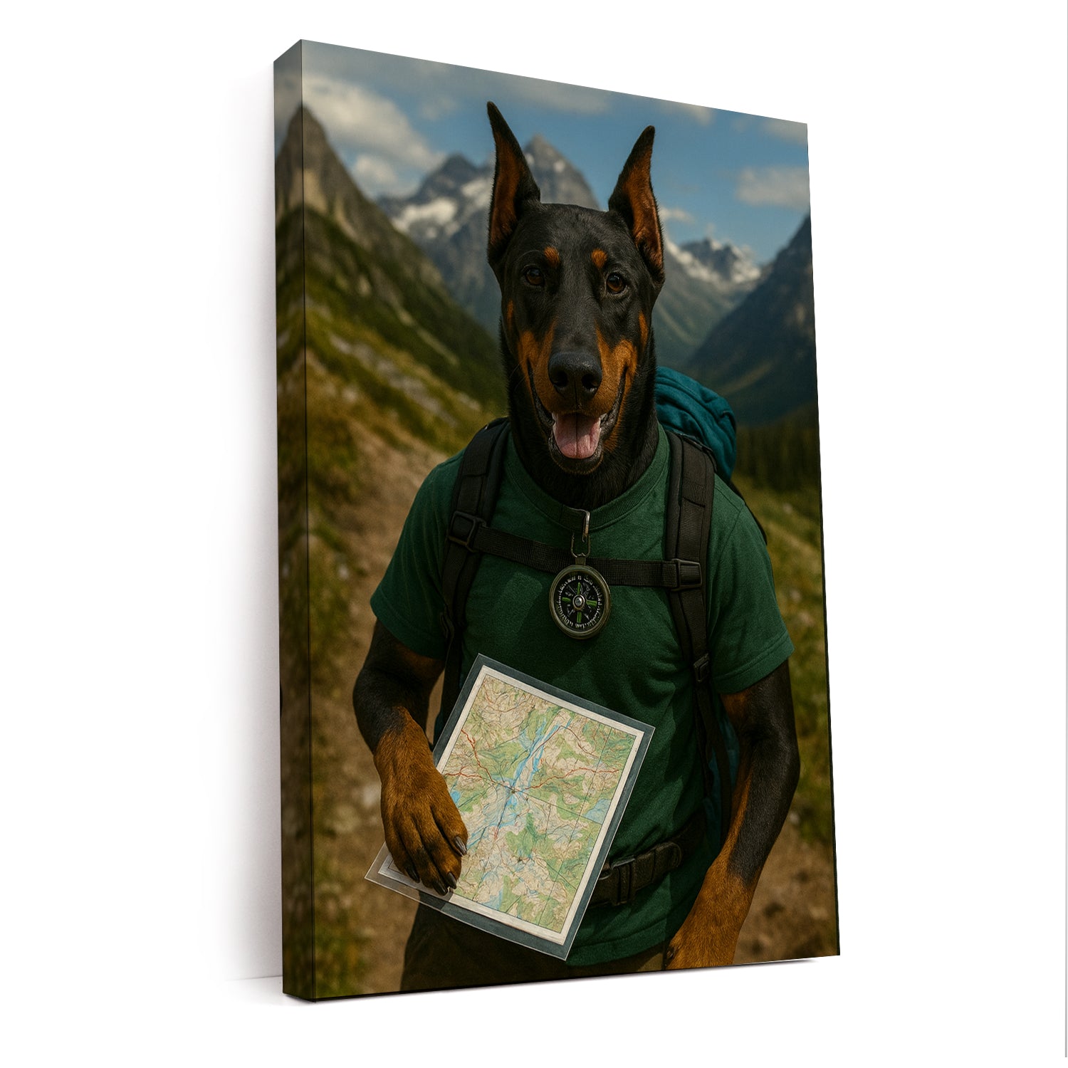 Custom Photo Explorer Hiking Dog Canvas Gift For Dog Lovers