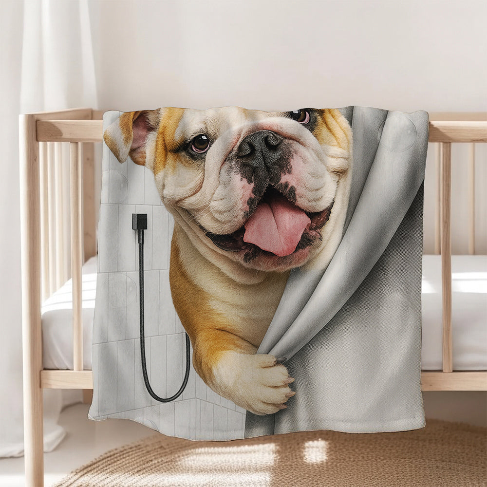 Custom Dog Photo Dog In Bathroom BlanketGift For Dog Lovers
