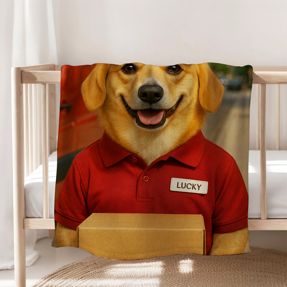 Custom Photo Courier Delivery BlanketGift For Dog Lovers