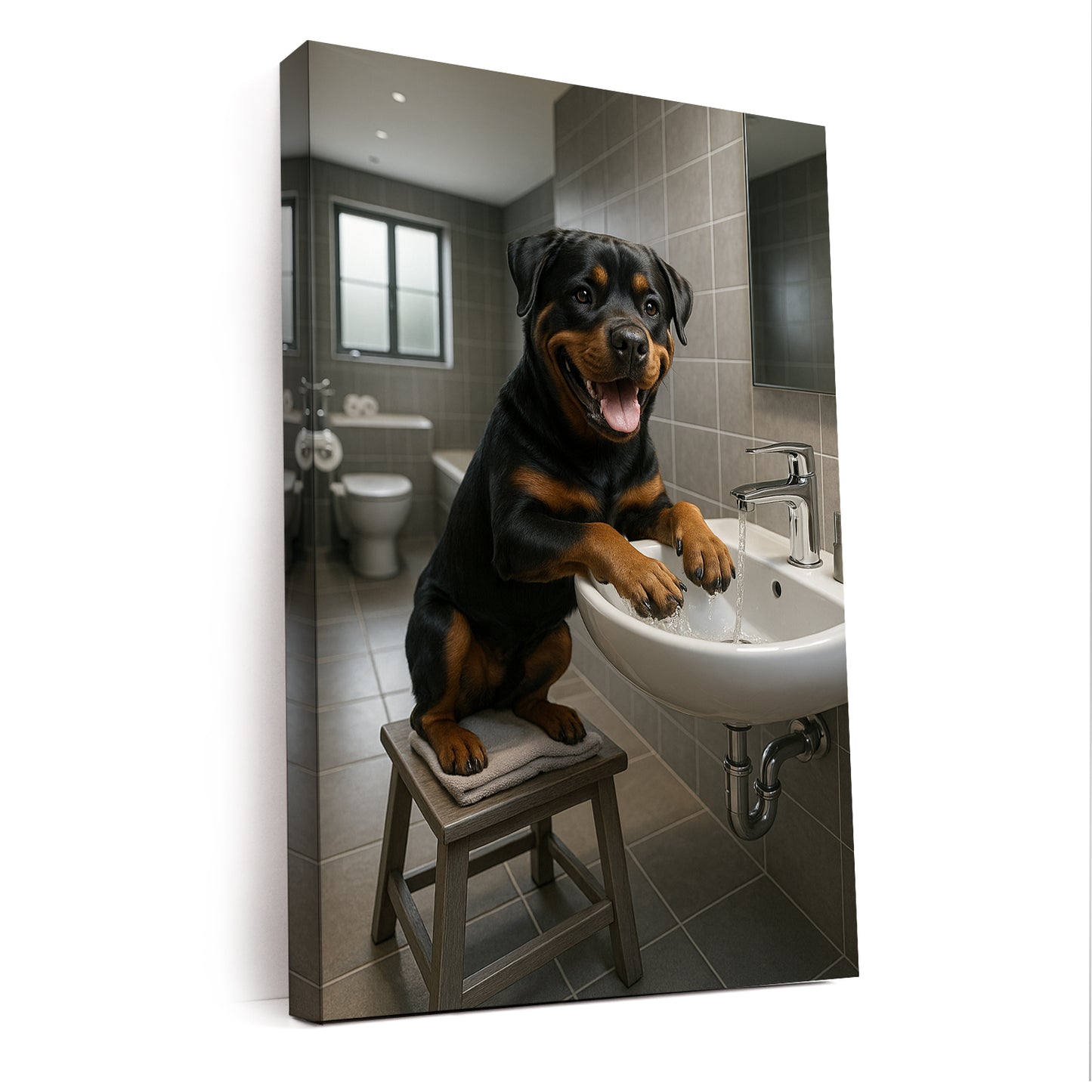 Custom Photo Dog In Bathroom Style 1 Canvas Gift For Dog Lovers