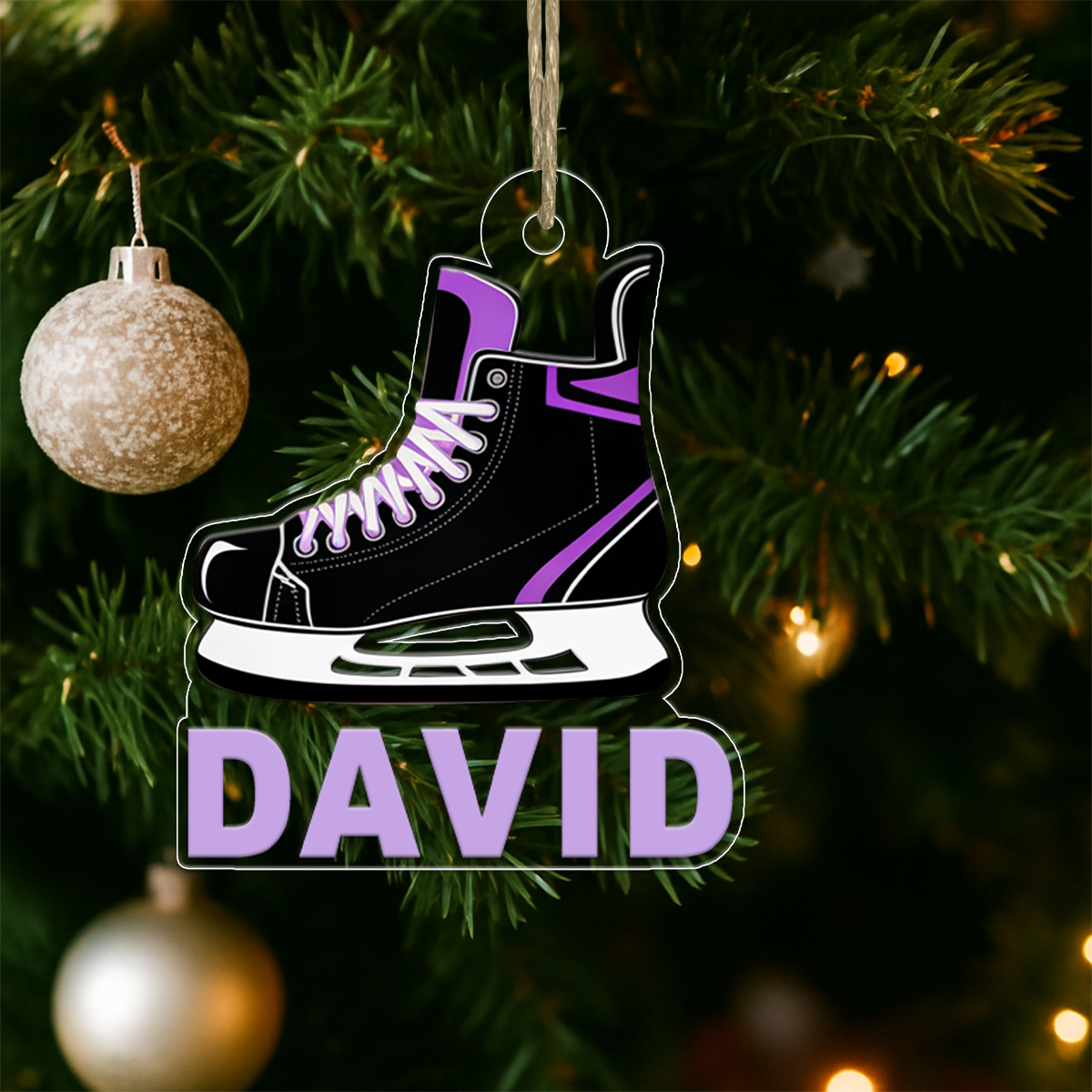 Custom Name Ice Hockey Skates Christmas Ornament Acrylic Ornament Christmas Gift