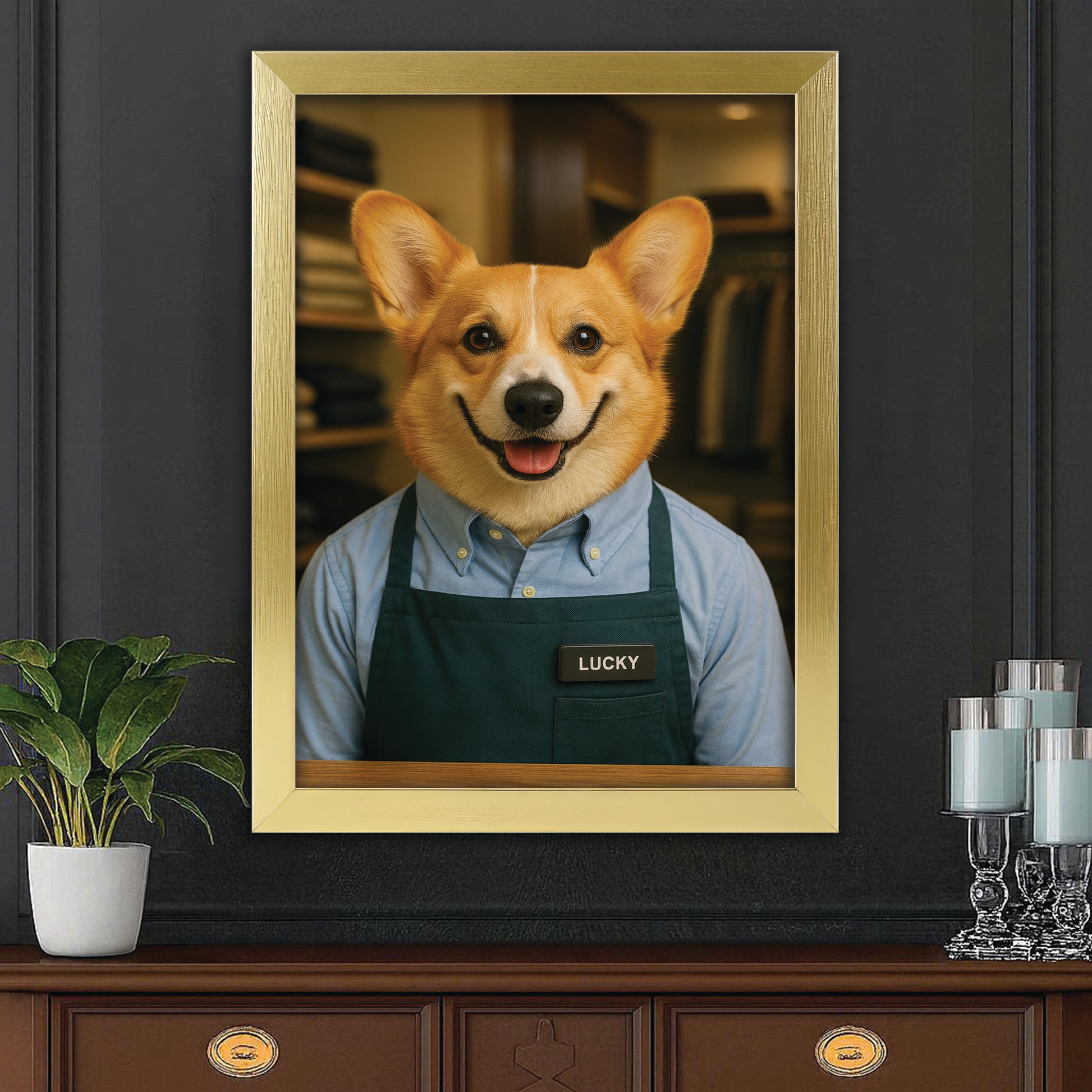 Custom Photo Clothing Store Dog Canvas Framed Wall Art Gift For Dog Lovers