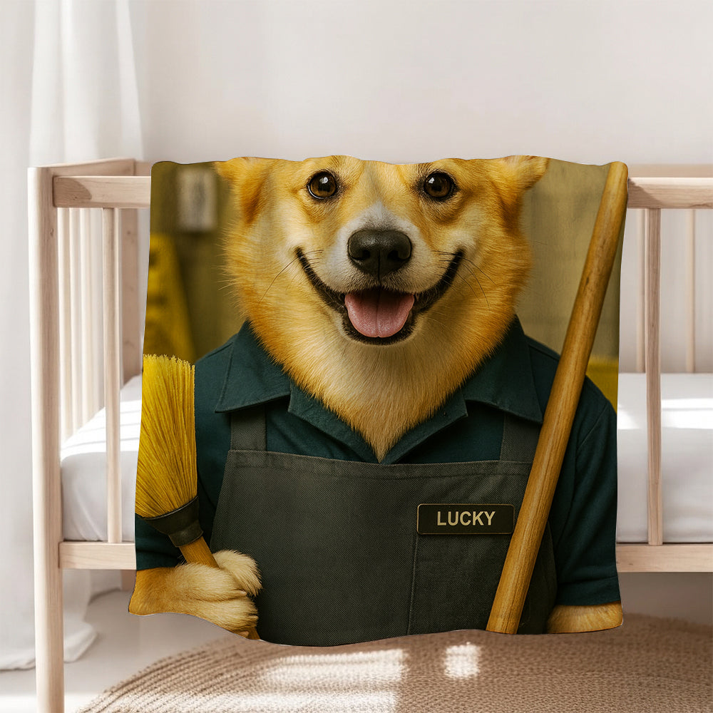 Custom Photo Janitor Dog BlanketGift For Dog Lovers