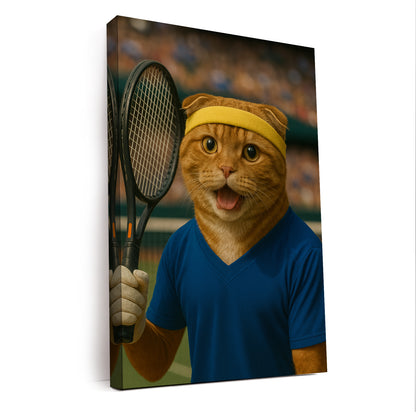 Custom Photo Tennis Player Cat Canvas Gift For Cat Lovers