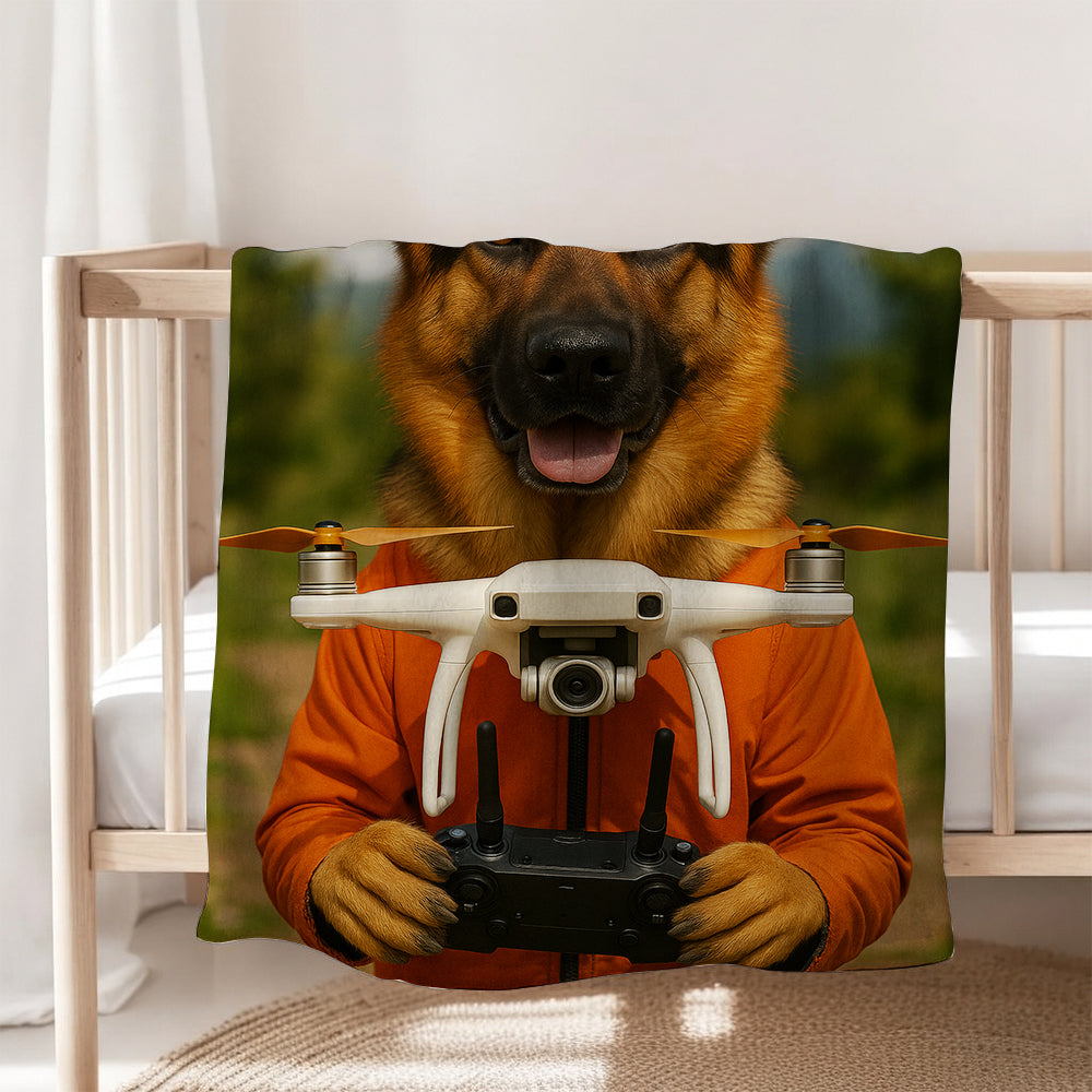 Custom Photo Drone Pilot Dog BlanketGift For Dog Lovers