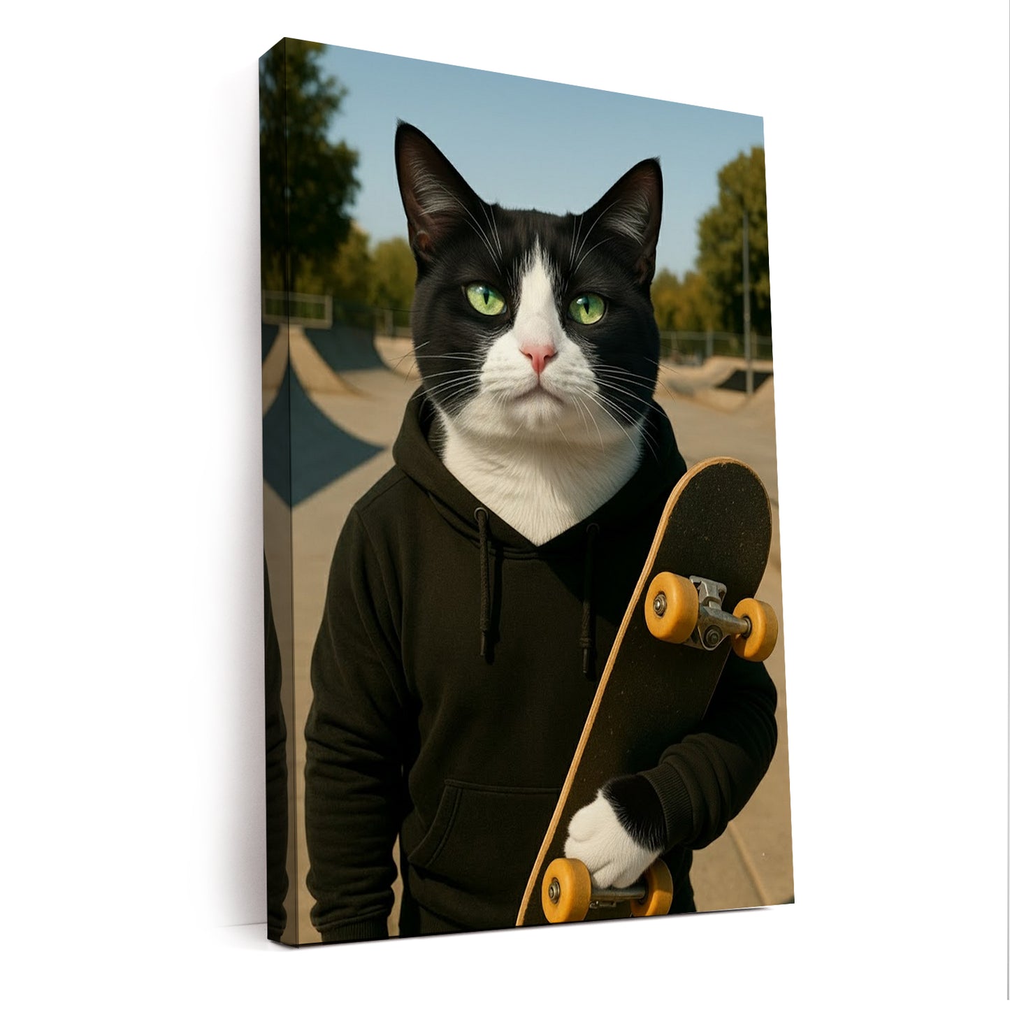 Custom Photo Skater Skateboard Canvas Gift For Cat Lovers