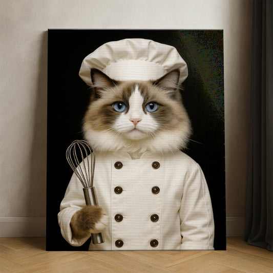 Custom Photo Cat Chef Canvas _ Gift For Cat Lovers