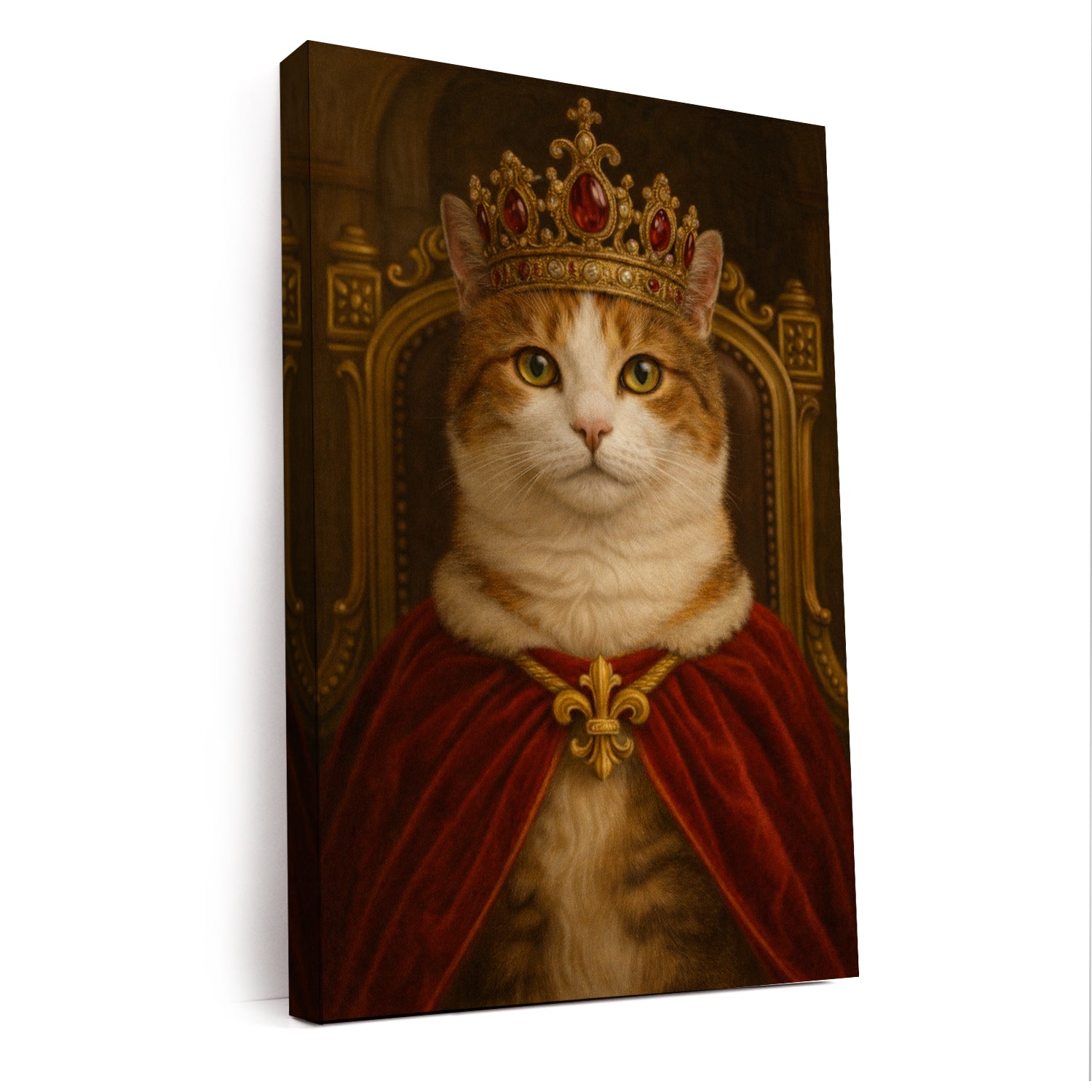 Custom Photo Royal Cat Potrait Canvas Gift For Cat Lovers