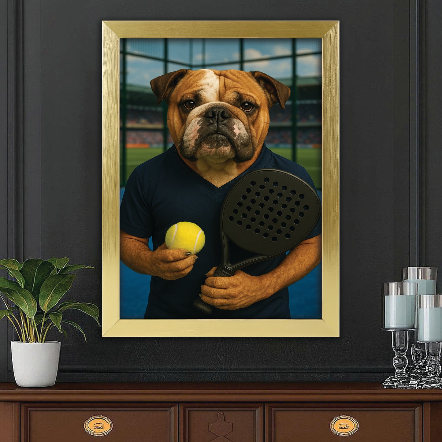 Custom Photo Paddle Player Dog Canvas Framed Wall Art Gift For Dog Lovers